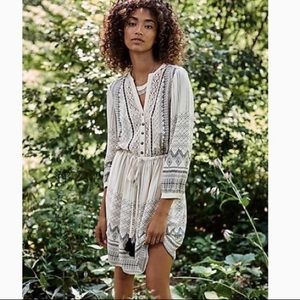 Anthropologie Floreat Perrie Cream Pattern Dress